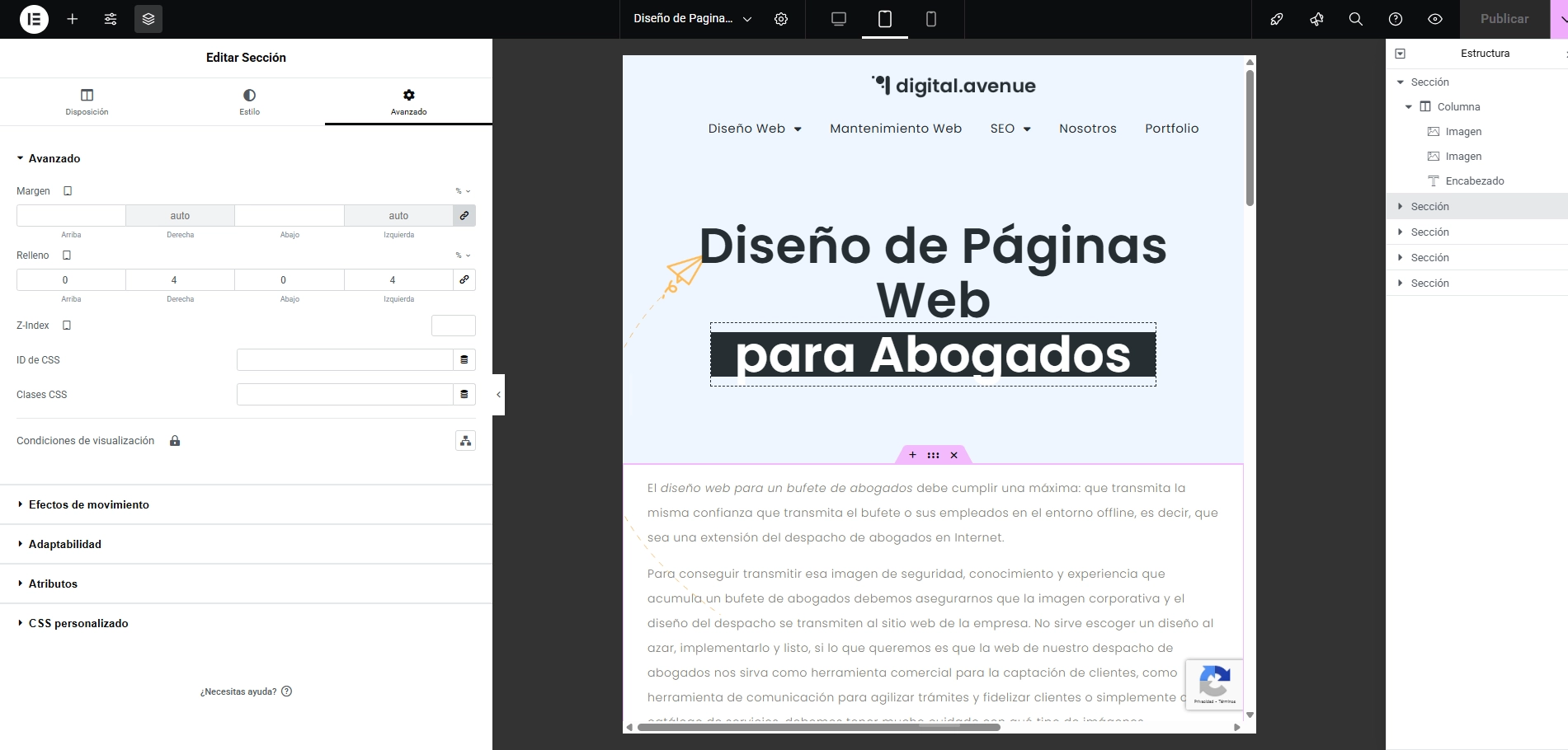 Activar media queries en Elementor