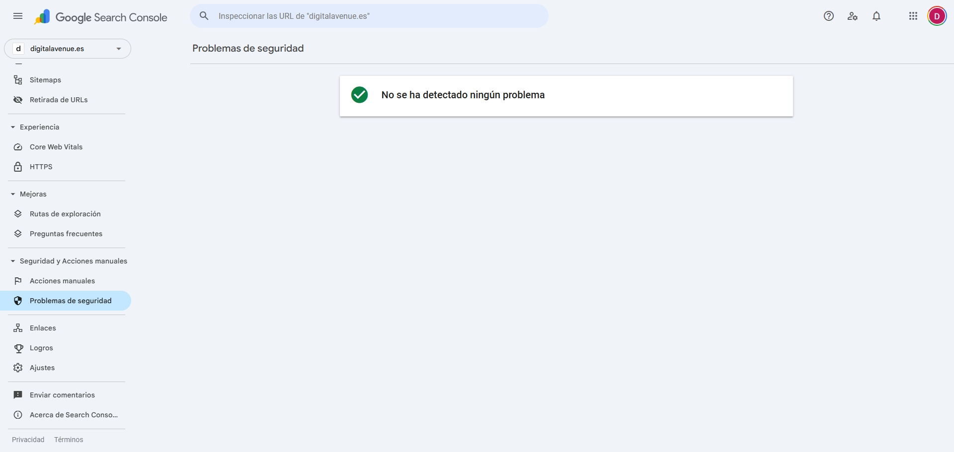 Informe de Seguridad en Search Console