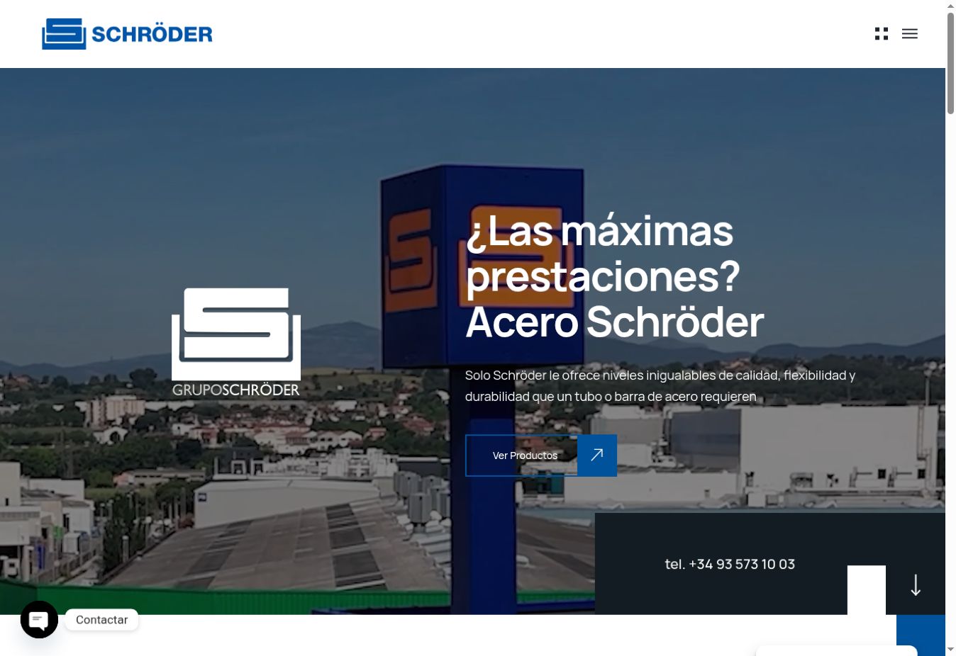 Captura de pantalla real de la web actual de Grupo Schröder